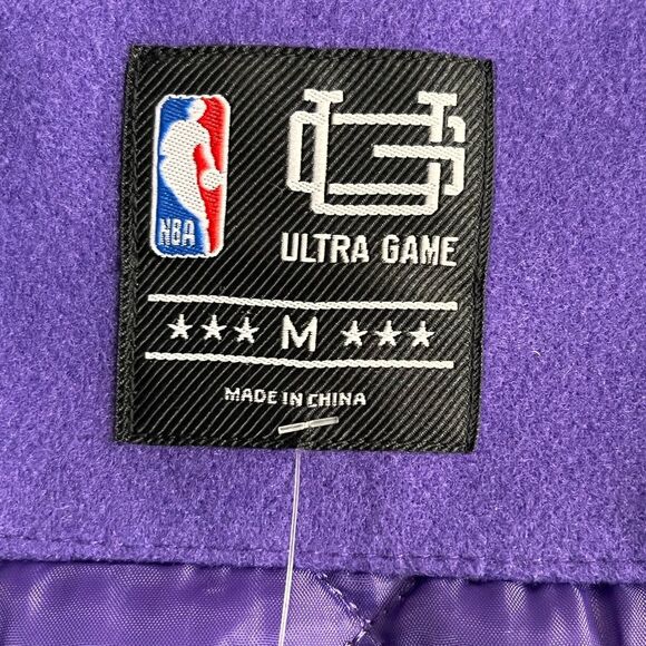 Men's LA Lakers Bomber Jacket Varsity Embroidered Graphic Team Name Logo Medium - Picture 8 of 9